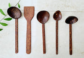 Traditional Coconut Shell & Wood Cooking Set (Set of 5)